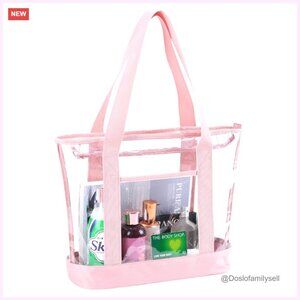 Clear Tote Bag with Zipper for Work, Durable Plastic